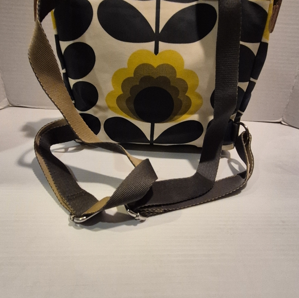 ORLA KIELY Back Pack Olive Blue Green Block Flower Mint Coated Canvas - Picture 5 of 12